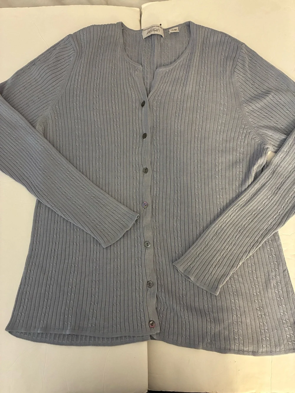 Lord & Taylor 100% Silk Women Cable Knit Cardigan XL Preppy Luxury Old Money
